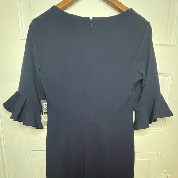 NWTs NY&C Navy Classy Ballerina Length Flutter Sleeve Dress Size Small - Picture 8 of 12